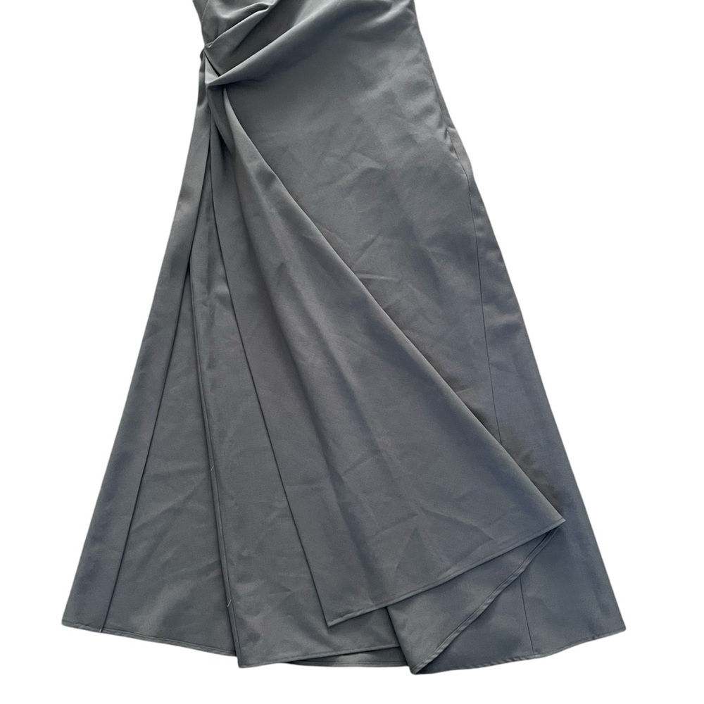 ZARA Long Dress Khaki Gray with Tanks ZW COLLECTION WOOL Blend RUCHED Size: S - Picture 10 of 16